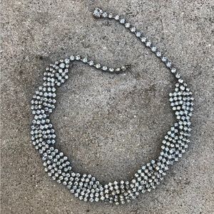 Vintage Rhinestone Braid Necklace Wedding Jewelry